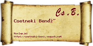 Csetneki Benő névjegykártya